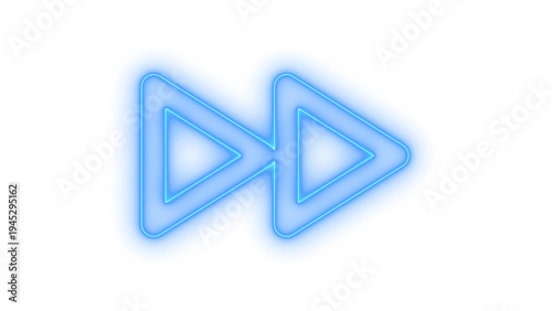 Free Download Vibrant blue neon fast forward media player symbol glowing with futuristic digital technology effect, ideal for modern user interface design elements, isolated on transparent background. - GFXLoad