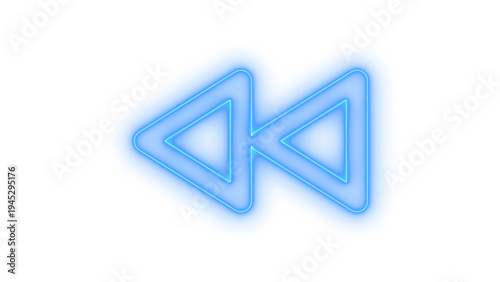 Free Download A vibrant blue neon fast backward or rewind symbol icon, glowing brightly with a modern futuristic digital effect, ideal for technology, music, and video interfaces, isolated on transparent background - GFXLoad