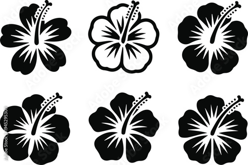 Hibiscus flower botany icons pack
