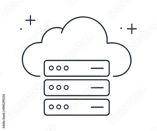 Cloud server storage graphic design element isolated vector illustration
