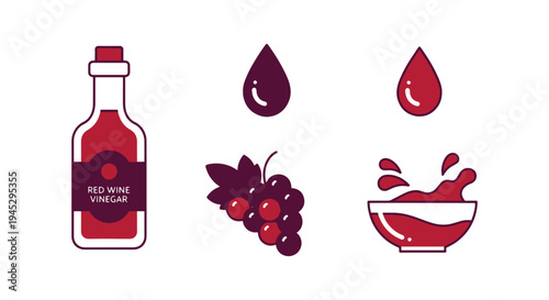 Red Wine Vinegar Line art soft vibrant abstract tone illustration
