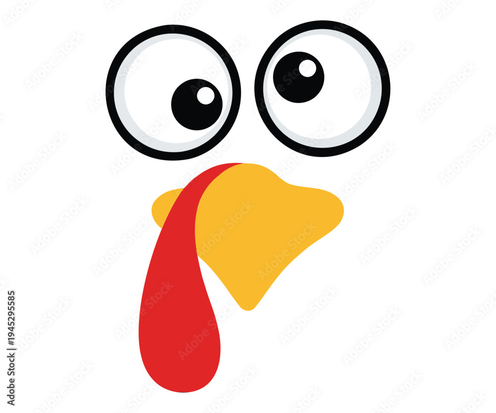 Obraz premium Funny cartoon turkey face graphic design element