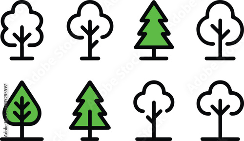 Tree icons for spring summer autumn winter