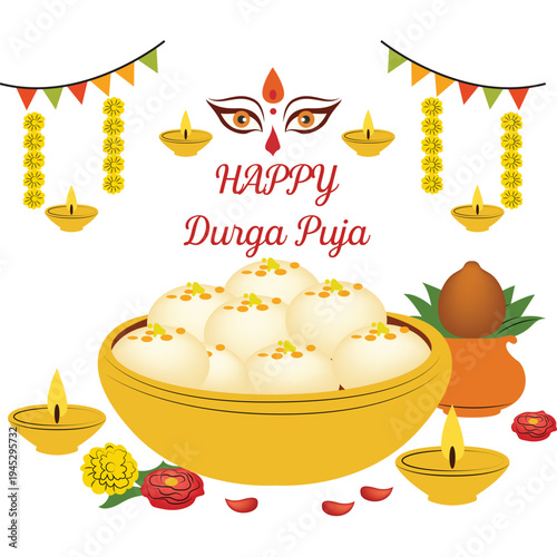 Rasgulla dessert for Durga Puja celebration