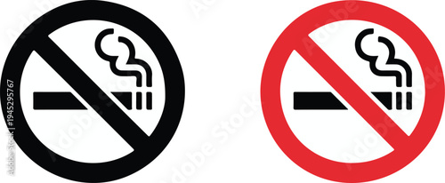 No smoking prohibition icons set