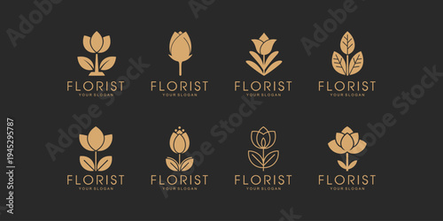 Elegant flower shop logo bundle for romantic floral brands