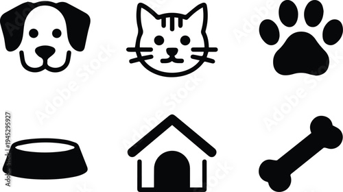Dog training and accessory icons for pet services