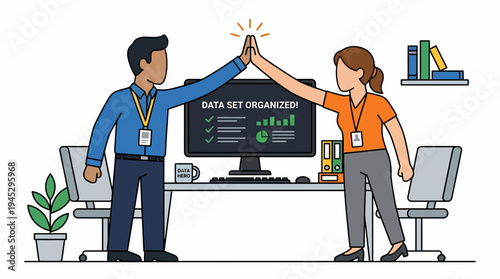 A Teamwork & Productivity Moment of Business Camaraderie Celebration