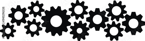 Gear icons for settings and user interface