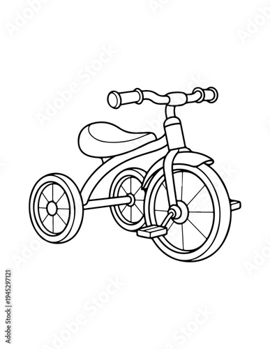 Vector tricycle icon, black and white illustration