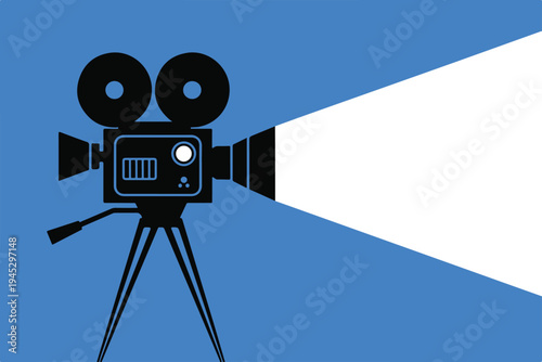 Camera reel and tripod icon for movie projects