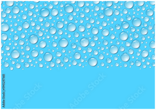 上部に広がる水滴の背景 ブルーの雫テクスチャ コピースペース ベクター