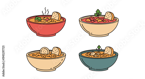 Ribollita Soup Line art vector soft artistic abstract illustration
