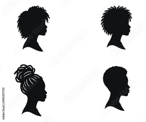 African american hairstyle silhouettes vector graphic design elements