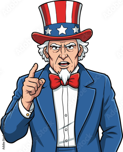 Uncle Sam American Patriot Character Pointing Finger Symbolizing United States Call to Action