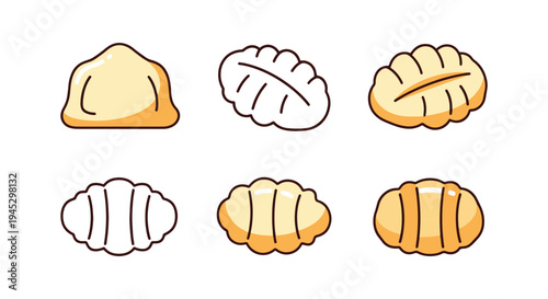 Ricotta Gnocchi Line art clean contemporary abstract color vector