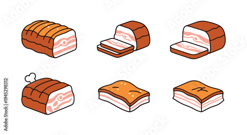 Roast Pork Belly Line art minimal abstract concept illustration