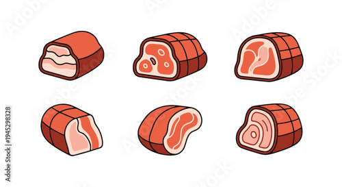 Roast Pork Belly Line art minimal artistic abstract vector