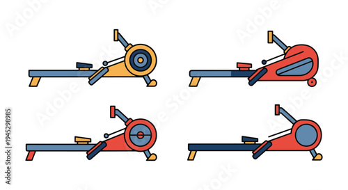 Rowing Machine Line art vector modern abstract colorful illustration