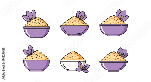 Saffron Risotto Line art modern smooth abstract color vector