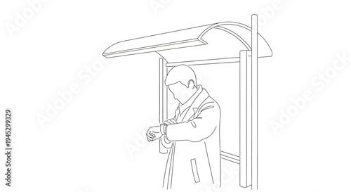 Vector illustration of man using power drill under shelter isolated on White Background