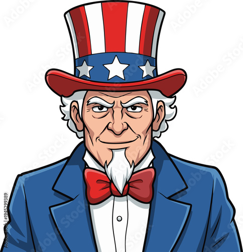 Uncle Sam Cartoon Illustration Representing American Patriotism National Identity and Election Campaigns