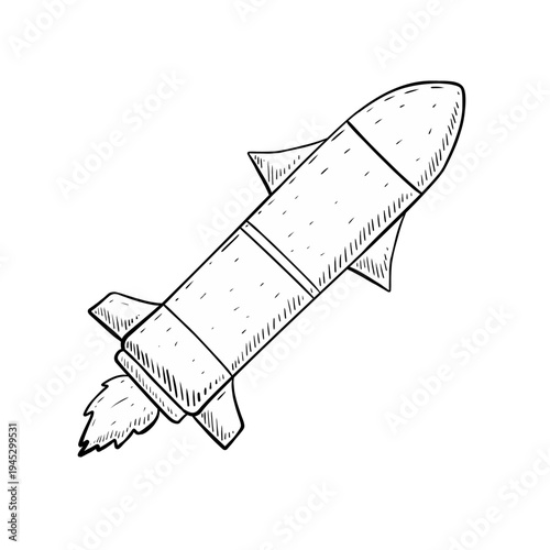 sketch drawing missile bomb isolated