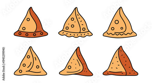Samosa Line art vector set vivid abstract gradient color illustration
