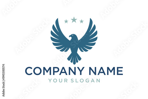 Patriotic Eagle Logo Template with Three Stars