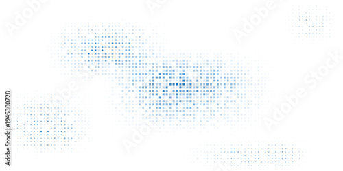 Abstract white background of random blue dots forming a grid pattern. Digital technology concept, big data, information technologies. Minimalist presentation background for corporate business.