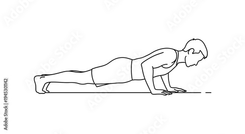 Vector illustration of a man doing a push-up isolated on White Background
