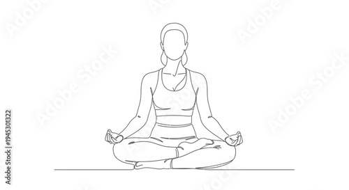 Vector illustration of a woman meditating in lotus position isolated on White Background
