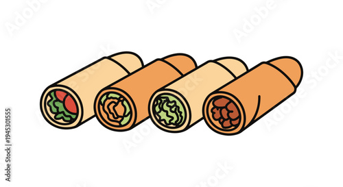 Spring Roll Line art vector modern minimal abstract