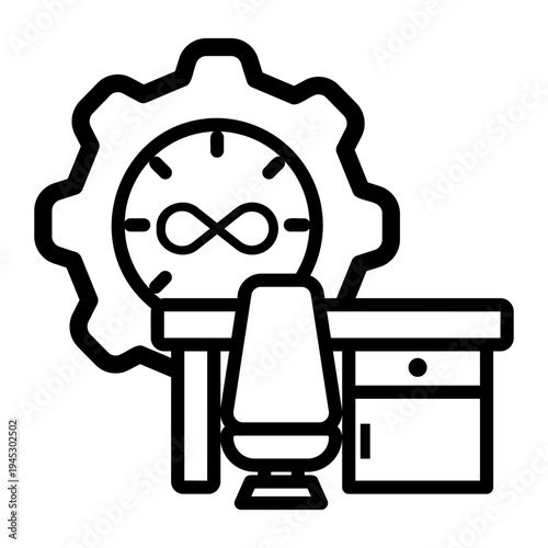 overtime Line Icon