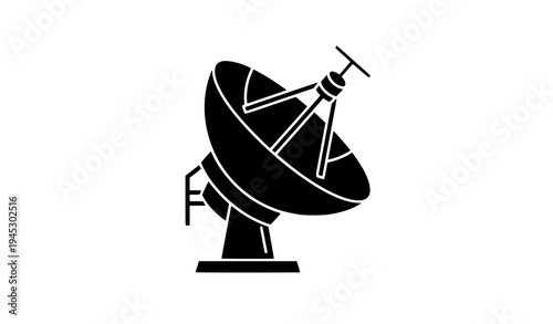 Radar satellite dish vector icon flat black silhouette isolated on transparent background for technology apps