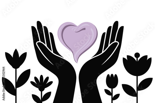 Hands Holding Heart, love and care concept