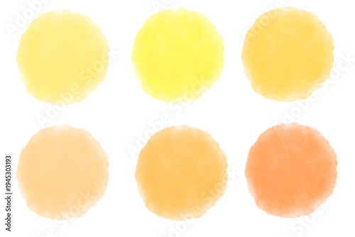 yellow watercolor circles set