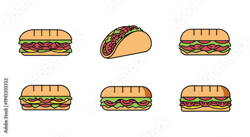 Shawarma Sandwich Line art minimal abstract modern style vector