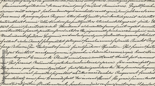 Closeup of a handwritten text on a white background with elegant cursive script and illegible words