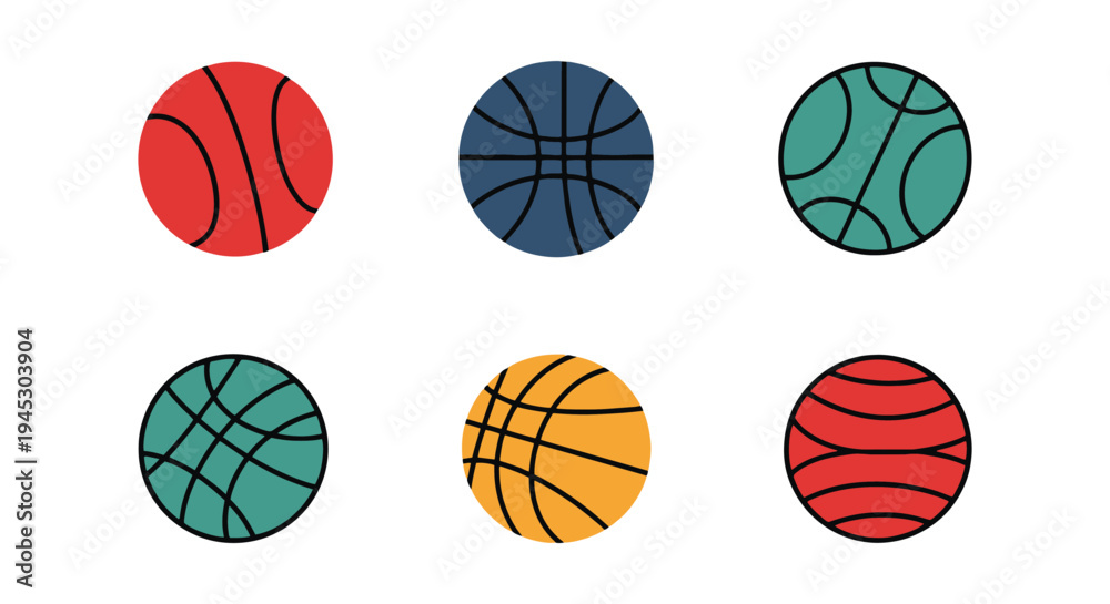 Obraz premium Slam Ball Line art vector set minimal abstract vibrant color illustration
