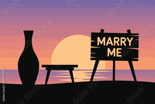 Sunset Proposal, romantic commitment concept