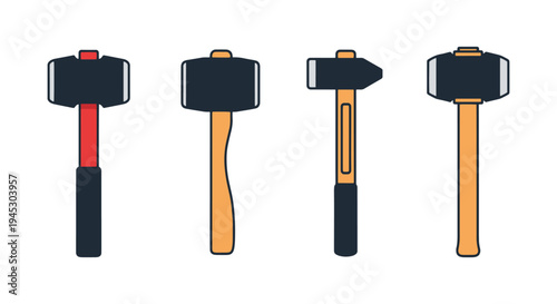 Sledgehammer Line art vector dynamic colorful abstract illustration