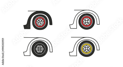 Slam Tire Line art vector set minimal color theme abstract