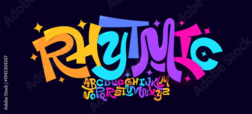 Fun Groovy Font Cartoon Logo Alphabet Color Typography Bouncy Letter Set, Dancing Typographic Design for Carnival Title, Music Fest Poster Headline Logotype. Funny Colorful Fonts. Vector Typeface