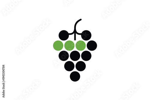 Minimal Grape Icon, wine & nature concept