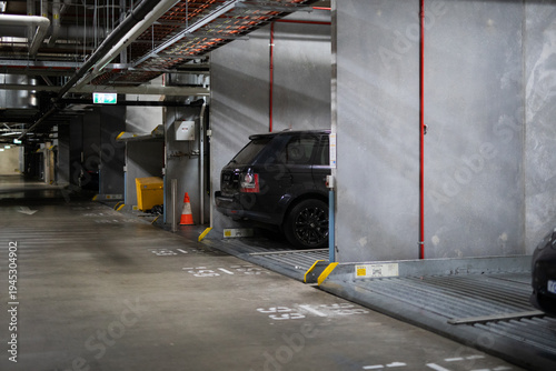 Bild auf Leinwand Underground parking garage automated vehicle storage