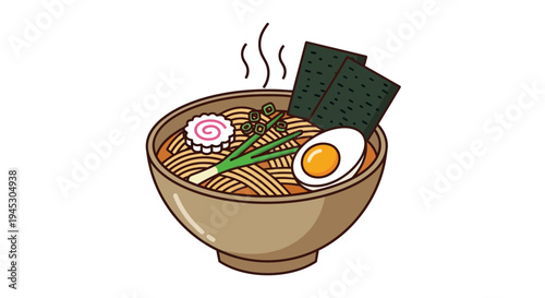Delicious japanese ramen bowl illustration isolated on white background