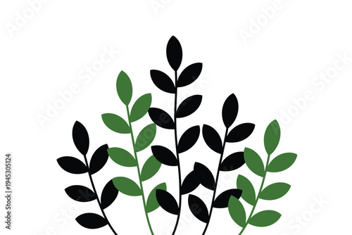 Green & Black Foliage, modern nature concept