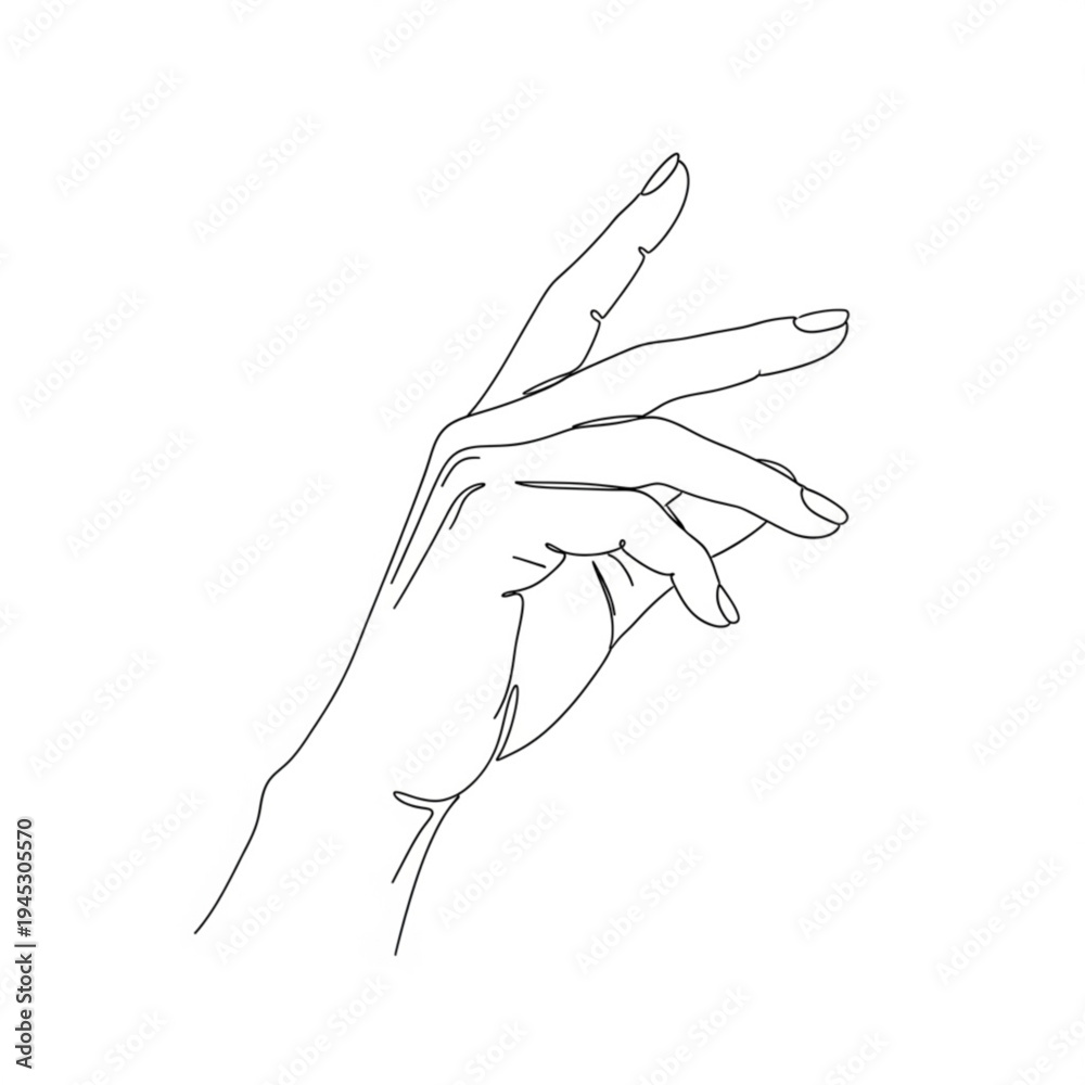 Obraz premium A minimalist line art illustration of a hand with fingers curled inward