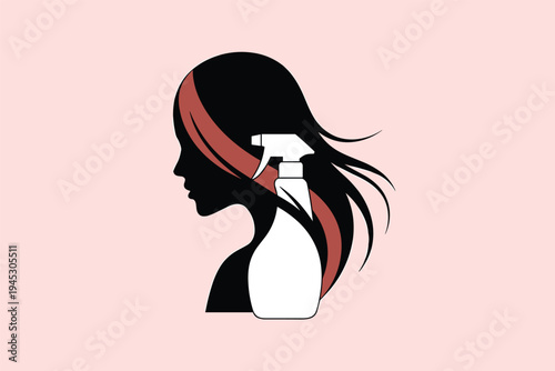 Hair Care Silhouette Bottle, salon beauty concept